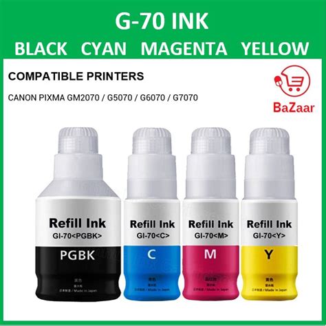 Compatible Canon Gi Gi Ink Bottle Black Cyan Magenta Yellow For