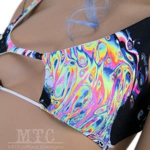 Acid Trip Neon Lava Rave Top S Uv Reactive Trippy Bikini Edm Dance