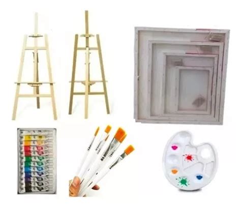 Set De Pintura Arte Acr Lico Kit Pintar Atril Bastidor Cuotas