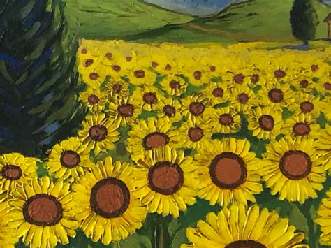 Sunflower Field By Vincent Van Gogh Signed Original Painting Oil