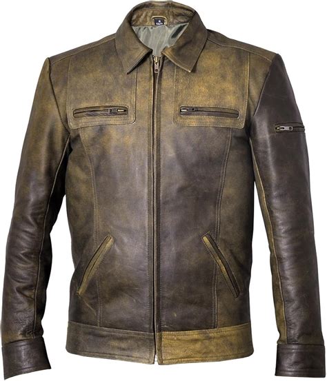 Classic Olive Green Mens Leather Jacket Xl At Amazon Mens Clothing Store