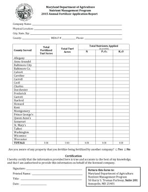 Fillable Online Mda Maryland Annual Fertilizer Application Report