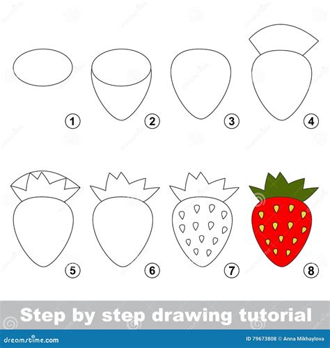 Tutorial Del Dibujo Fresa Roja Ilustración del Vector Ilustración de