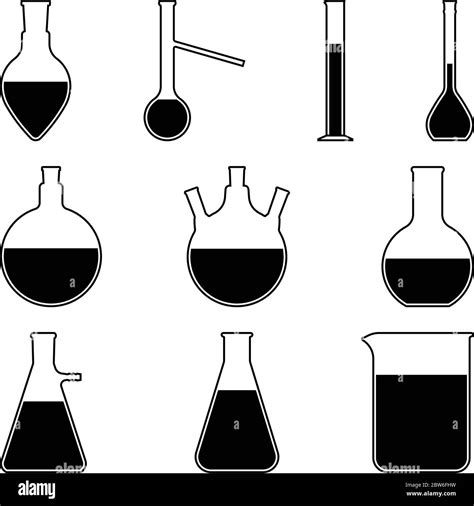 Laboratory Glassware Icons Set Vector Illustration Stock Vector Image