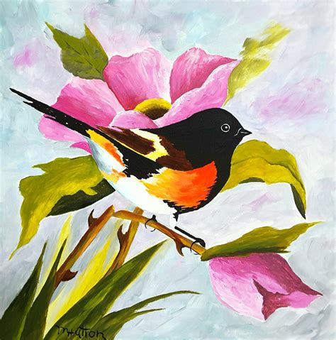 Redstart Bird 8x8 Acrylic Painting Original Birds Bird Art Wall Decor Art Lovers Ts