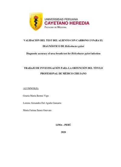 Validaci N Del Test Del Aliento Con Carbono Para El Diagn Stico De