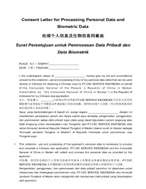 Fillable Online Consent Letter For Processing Personal Data And