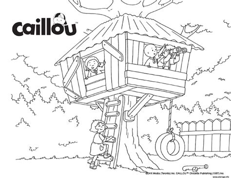 Coloriage Une Cabane Dans Les Arbres Avec Sarah Leo Caillou Et