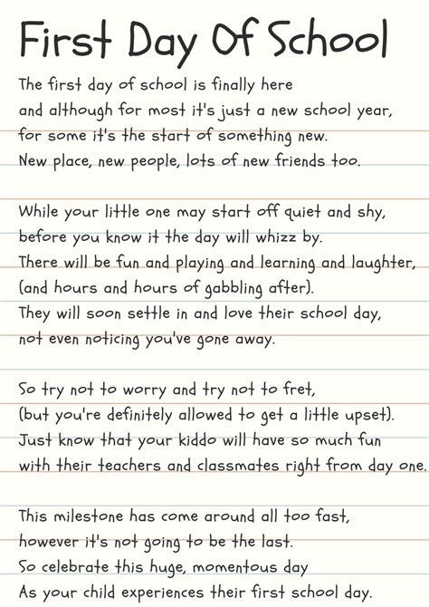 First Day Of School A Poem