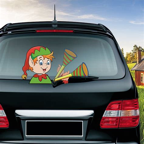 Nouveau Mignon Elf Agitant Des D Calcomanies D Essuie Glace Pvc Voiture