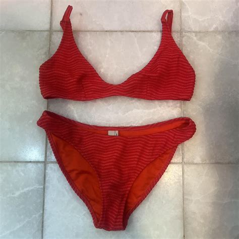 Triangl Maia Red Textured Bikini TRADE ONLY Top Depop