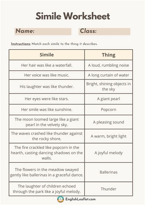 Simile Worksheet 1 Figurative Language Activity Worksheets Library