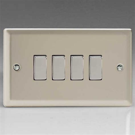 Varilight Classic Satin Chrome 4 Gang 10a 2 Way Switch Xn9d Ukes