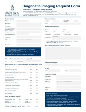 Fillable Online Diagnostic Imaging Request Form King Edward Vii S