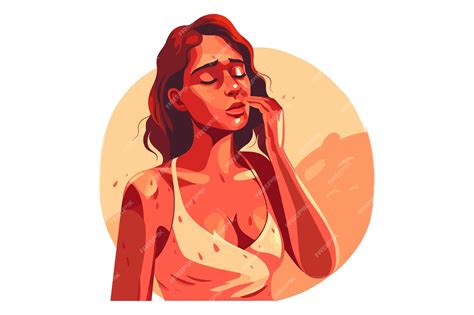 Premium Vector Sad Woman Looking At Skin Sunburns Isolated On