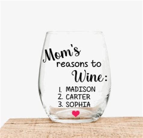 Mom Wine Glass T For Mom Personalized Mothers Day Etsy