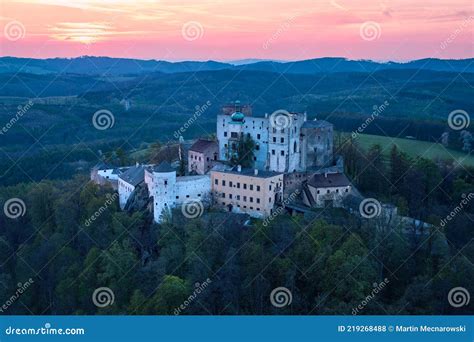 Aerial Evening View On Monumental Buchlov Castle One Of The Most