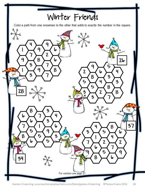 Winter Math Activities Worksheets Games Brain Teasers And Bonus Boom