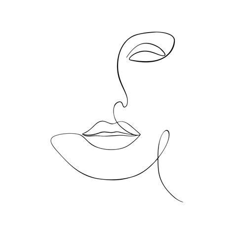 Boceto De Cara De Mujer Minimalista Contorno De Retrato De Vector