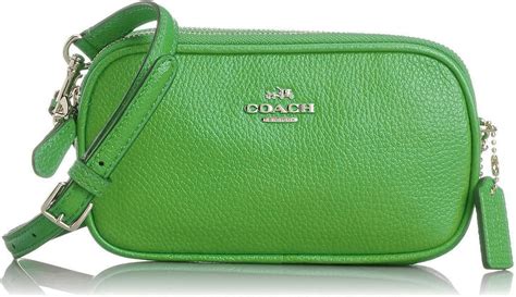 Coach Pebbled Leather Double Zip Crossbody Pouch Green 53034 Handbags