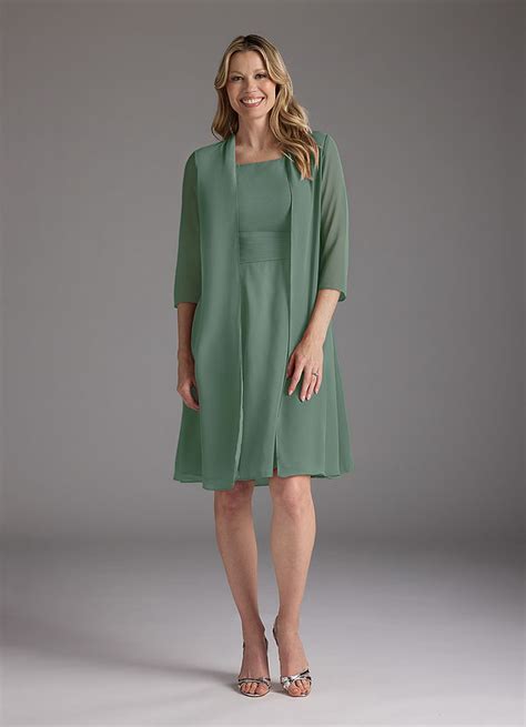 Azazie Shirley Eucalyptus A Line Scoop Pleated Chiffon Dress Azazie