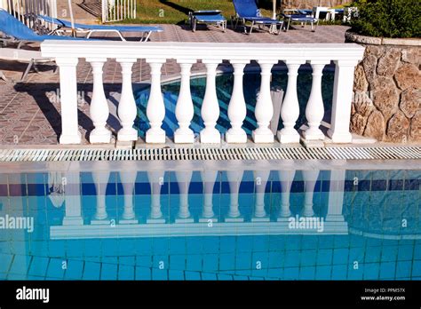 Luxury Pool With White Balusters Empty Swimming Pool With Classic