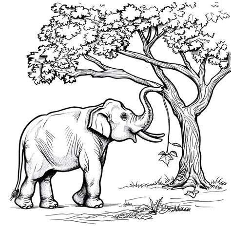 Un Dibujo De Un Elefante Con Colmillos En él Foto Premium