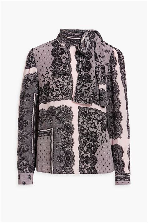 REDVALENTINO Pussy Bow Printed Silk Crepe De Chine Blouse THE OUTNET