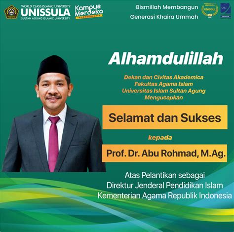 Selamat Dan Sukses Pelantikan Prof Dr Abu Rohmad M Ag Fakultas