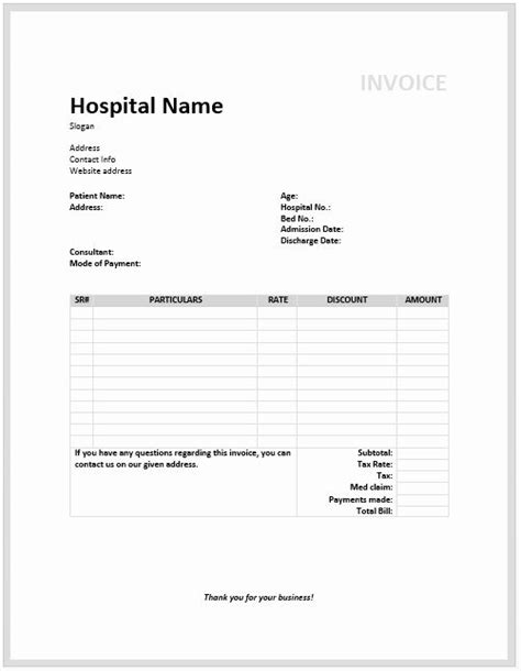 Medical Bill Statement Template Best Of Medical Invoice Template