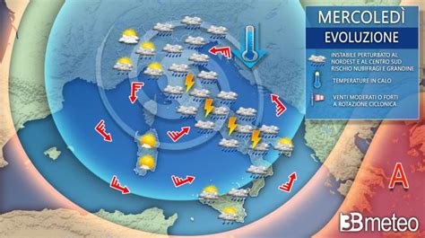 Avviso Meteo Tempo perturbato mercoledì con rischio forti temporali