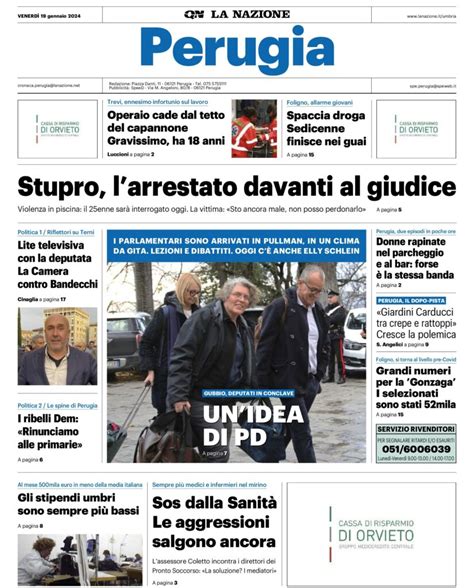 Le prime pagine di venerdì 19 gennaio Wayglo Umbria