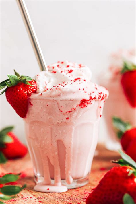 Creamy Vegan Strawberry Milkshake 4 Ingredients Minimalist Baker