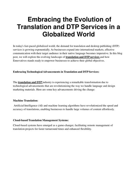 PPT Embracing The Evolution Of Translation And DTP Services In A