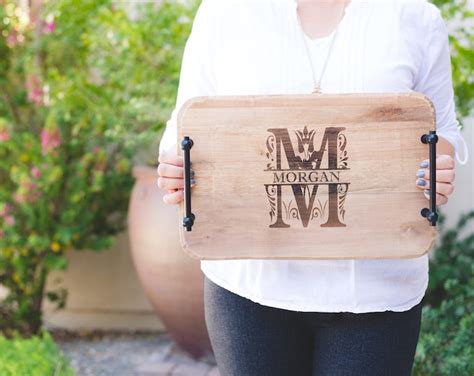 Personalized Wood Serving Tray With Handles, Personalized Home Décor ...