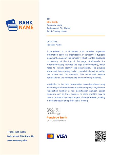 Light Yellow And White Simple Bank Letterhead Template