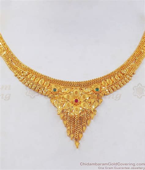 Bridal Wear Forming Two Gram Gold Necklace Earring Combo NCKN2409