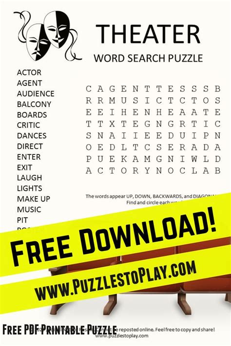 Theater Word Search Puzzle Free Printable Word Searches Word Search