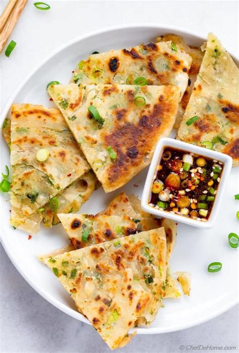 Scallion Pancake with Ginger Dipping Sauce Recipe | ChefDeHome.com