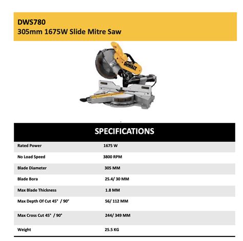 Dewalt Dws780 305mm 1675w Slide Mitre Saw Dk Tools Supplies Malaysia