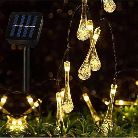 Gouttes D Eau Guirlande Lumineuse Solaire 20Ft 30Leds Étanche Guirlande