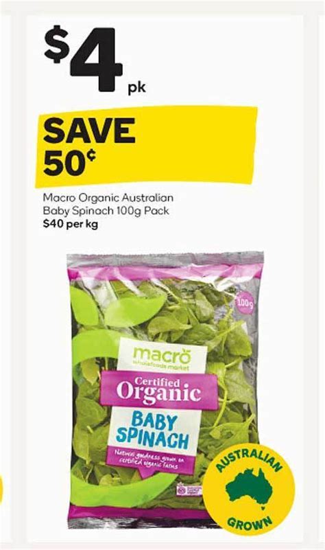 Macro Organic Australian Baby Spinach Offer At Woolworths