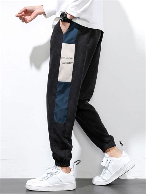 Black Casual Polyester Colorblock Taperedcarrot Embellished Non Stretch Springsummerfall Men