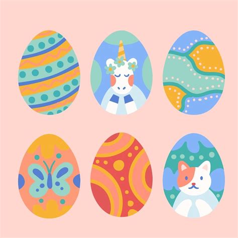 Conjunto De Huevos De Pascua Dibujados A Mano Vector Gratis