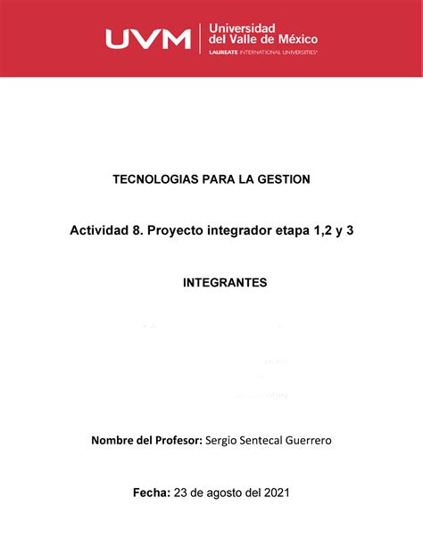 Proyecto integrador etapa 3 tecnologías para la gestión TECNOLOGIAS