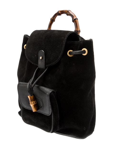 Gucci Suede Mini Bamboo Backpack Black Backpacks Handbags