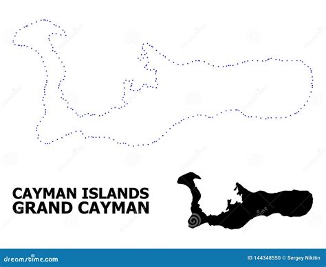 Vector Contour Dotted Map Of Grand Cayman Island With Name Stock Vector