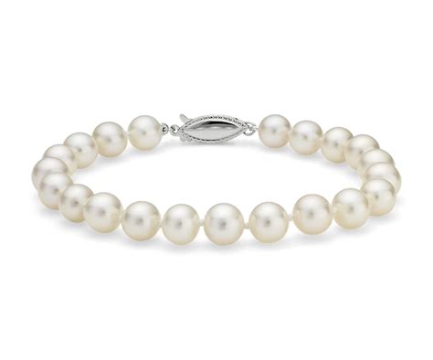 Freshwater Cultured Pearl Bracelet In 14k White Gold 70 75mm Blue