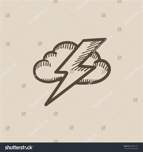 Cloud Lightning Bolt Vector Sketch Icon Stock Vector Royalty Free