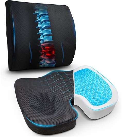 Econour Gel Seat Cushion With Lumbar Support Combo Black Office Products